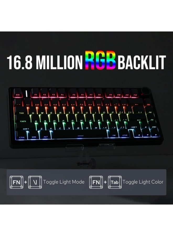 M.A&F's AULA F75 Gasket Mechanical Keyboard, 75% Wireless Hot Swappable Gaming Keyboard with Five-Layer Padding&Knob, Bluetooth/2.4GHz/USB-C, RGB (Black Gradient, LEOBOG Reaper Switch) - Image 5